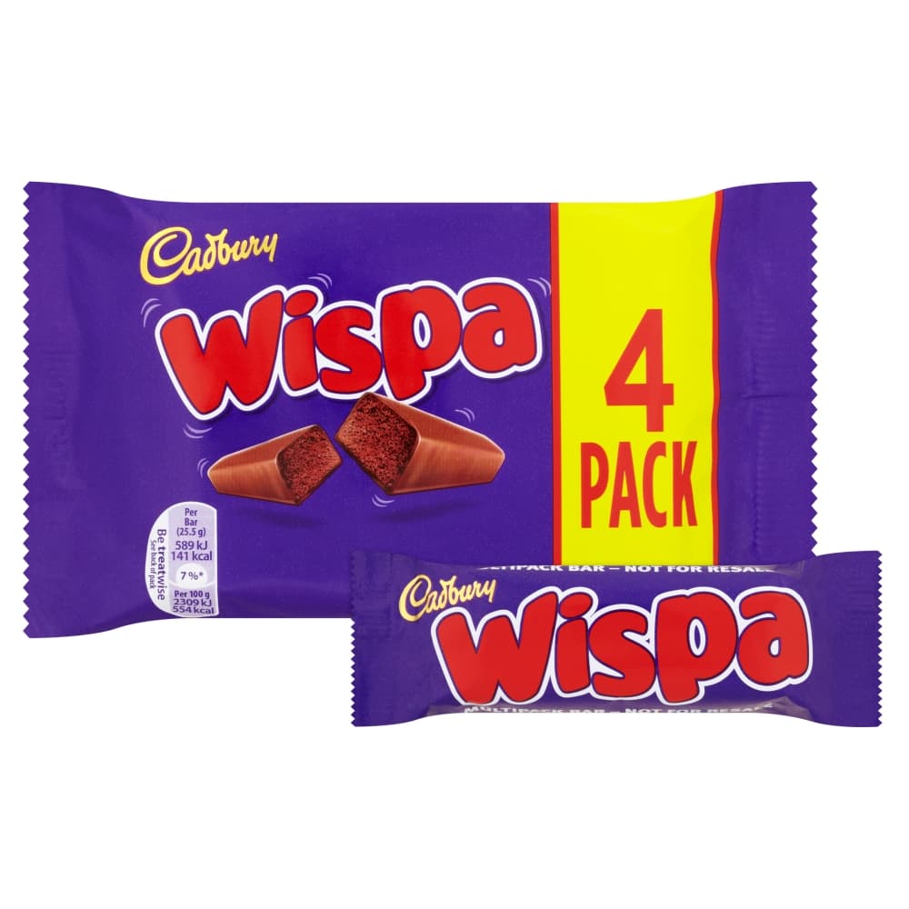 Cadbury Wispa Chocolate Bar 4 Pack 102g