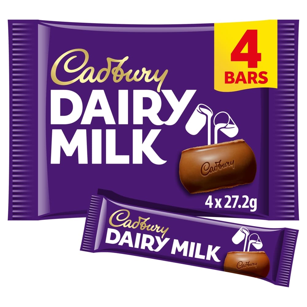 Cadbury Dairy Milk Chocolate Bars 4 Pack 108.5g