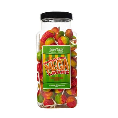 Dobsons Tropical Mega Lollies - 1 x 1.9kg Jar (90 Lollipops)
