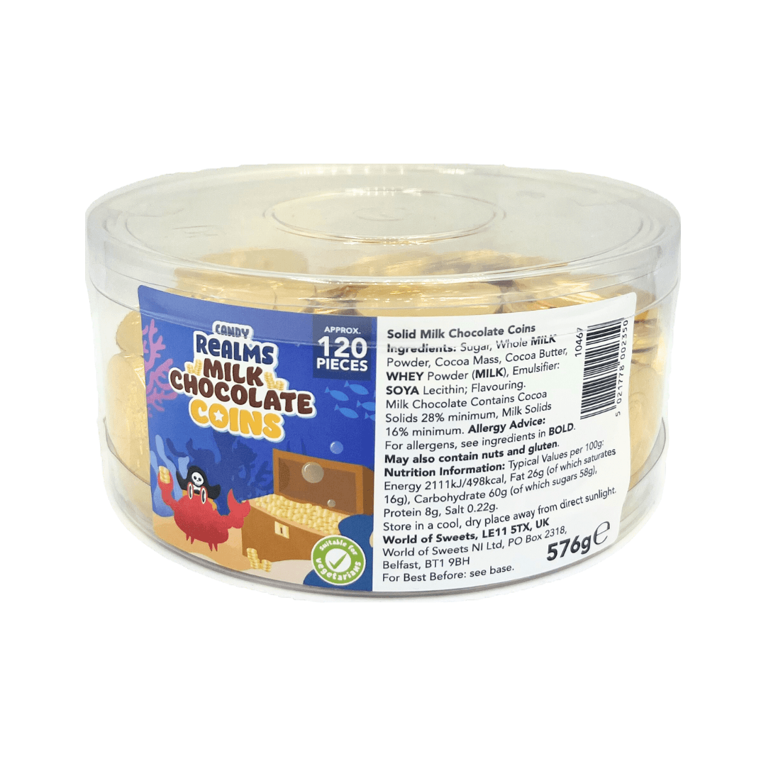 Candy Realms Milk Chocolate Coins Drums 576g