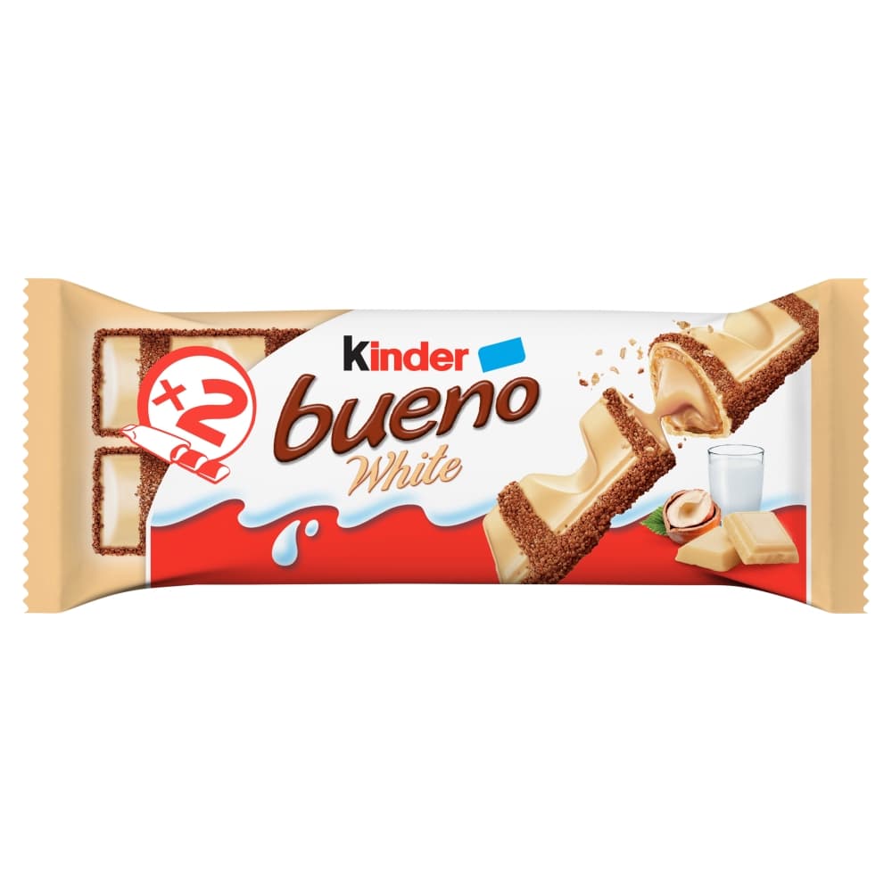 Kinder Bueno White Chocolate & Hazelnut Wafer Biscuit Snack Bar 39g