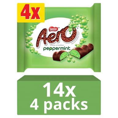 Aero Bubbly Peppermint Chocolate Bar 4 Pack  - 14 x 108g Multipacks