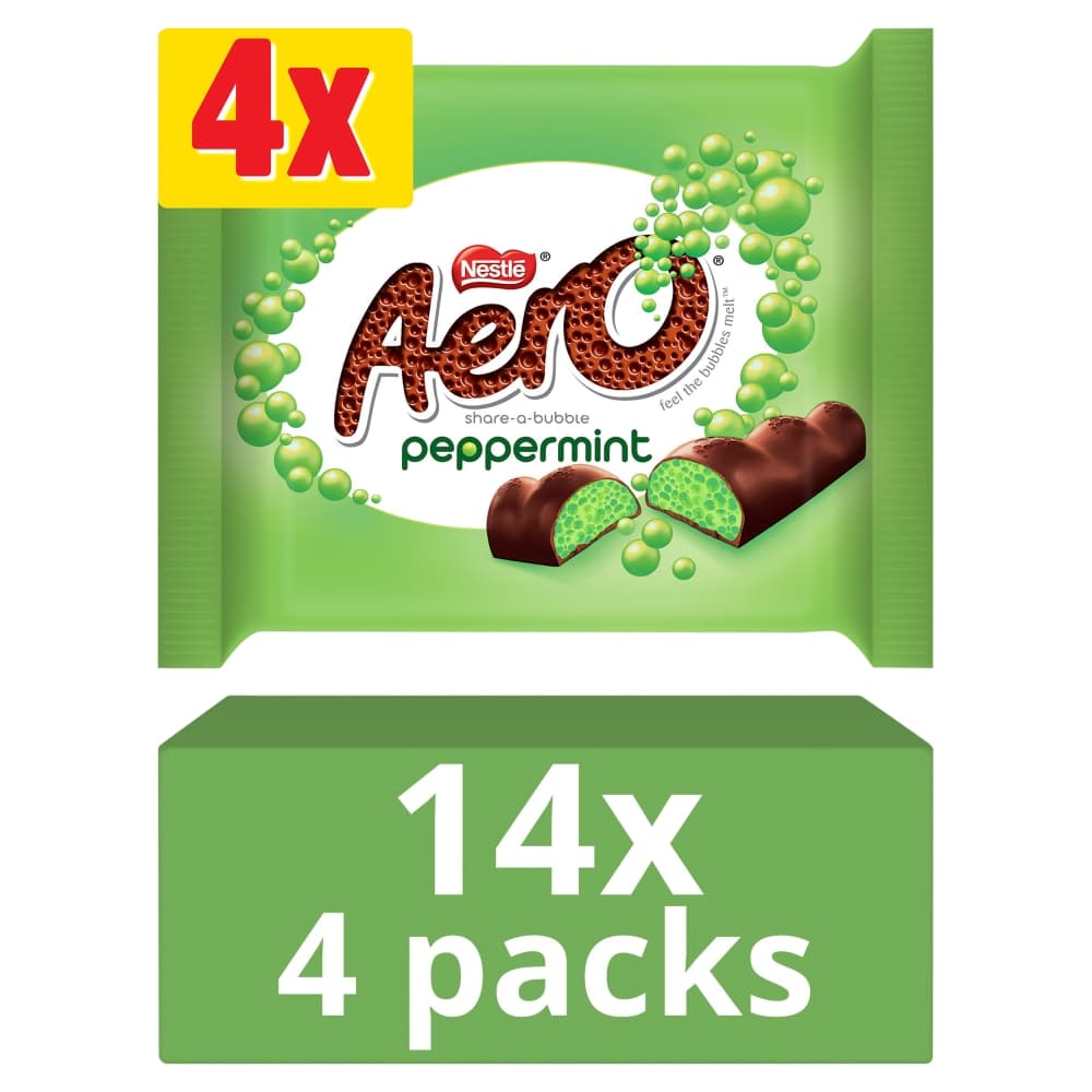 Aero Bubbly Peppermint Chocolate Bar 4 Pack Multipack 108g