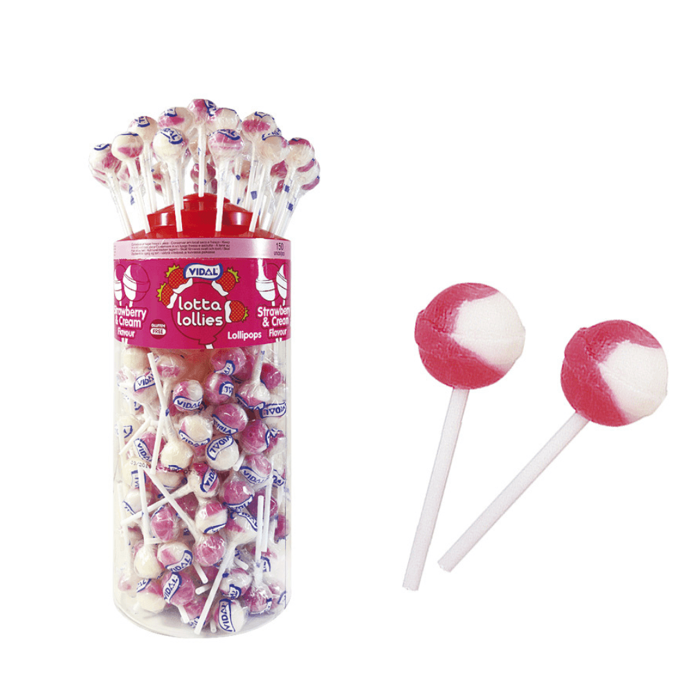 Vidal Lotta Lollies Strawberry & Cream Lollipops 