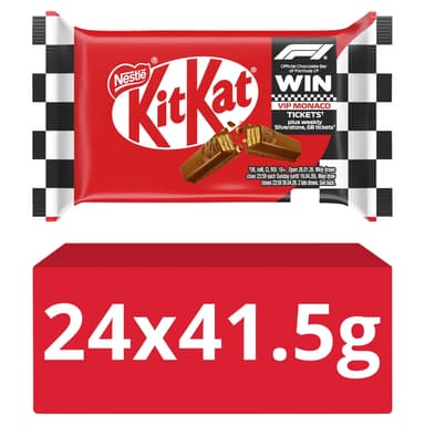 KitKat F1 4 Finger Milk Chocolate Biscuit Bar - 24 x 41.5g Bars