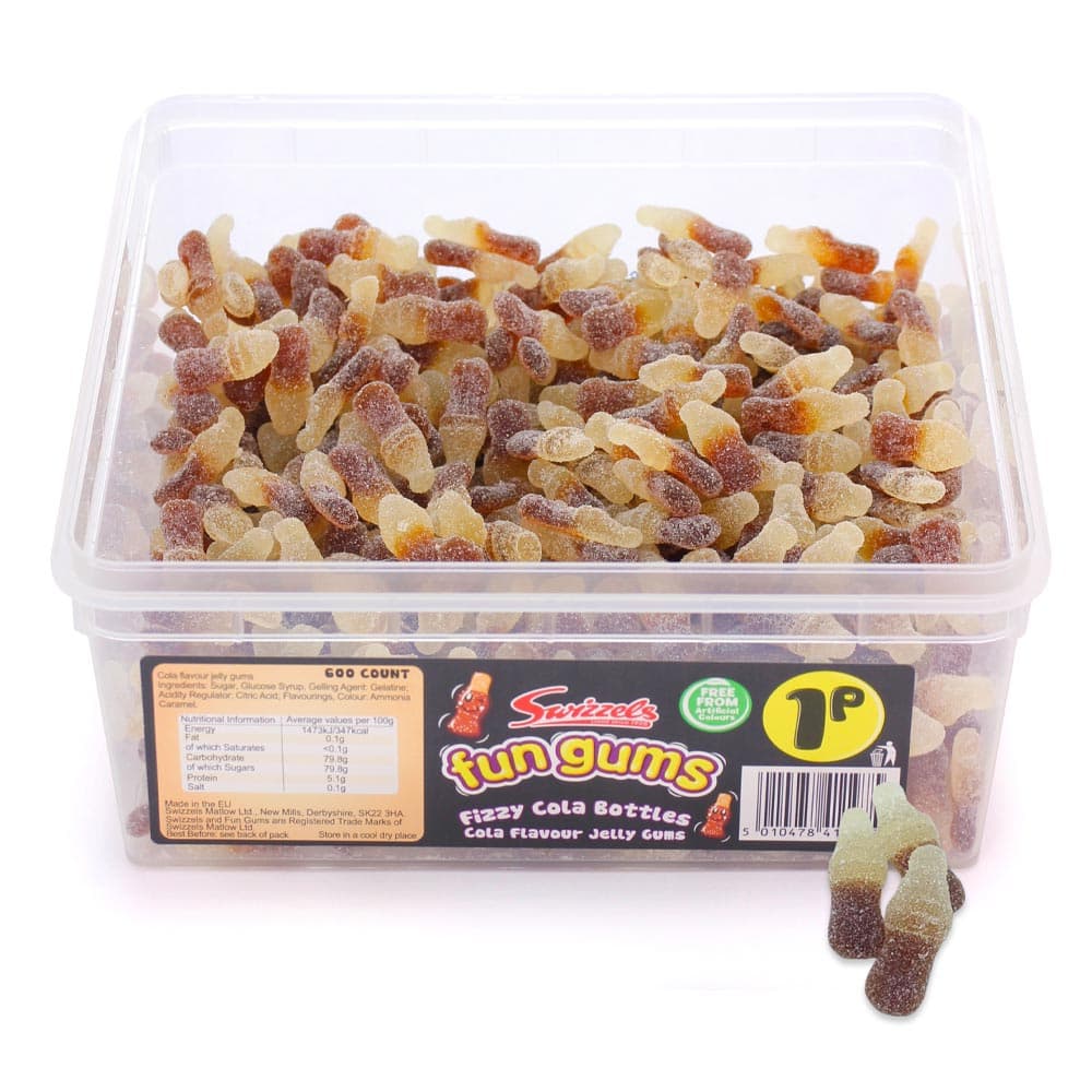 Swizzels Fun Gums Fizzy Cola Bottles 1p Tub