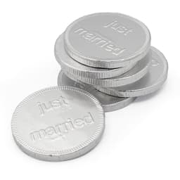 Silver 'Just Married' Milk Chocolate Coins