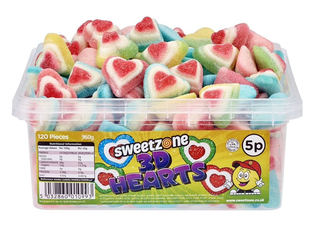 Sweetzone 3D Hearts 5p Tub
