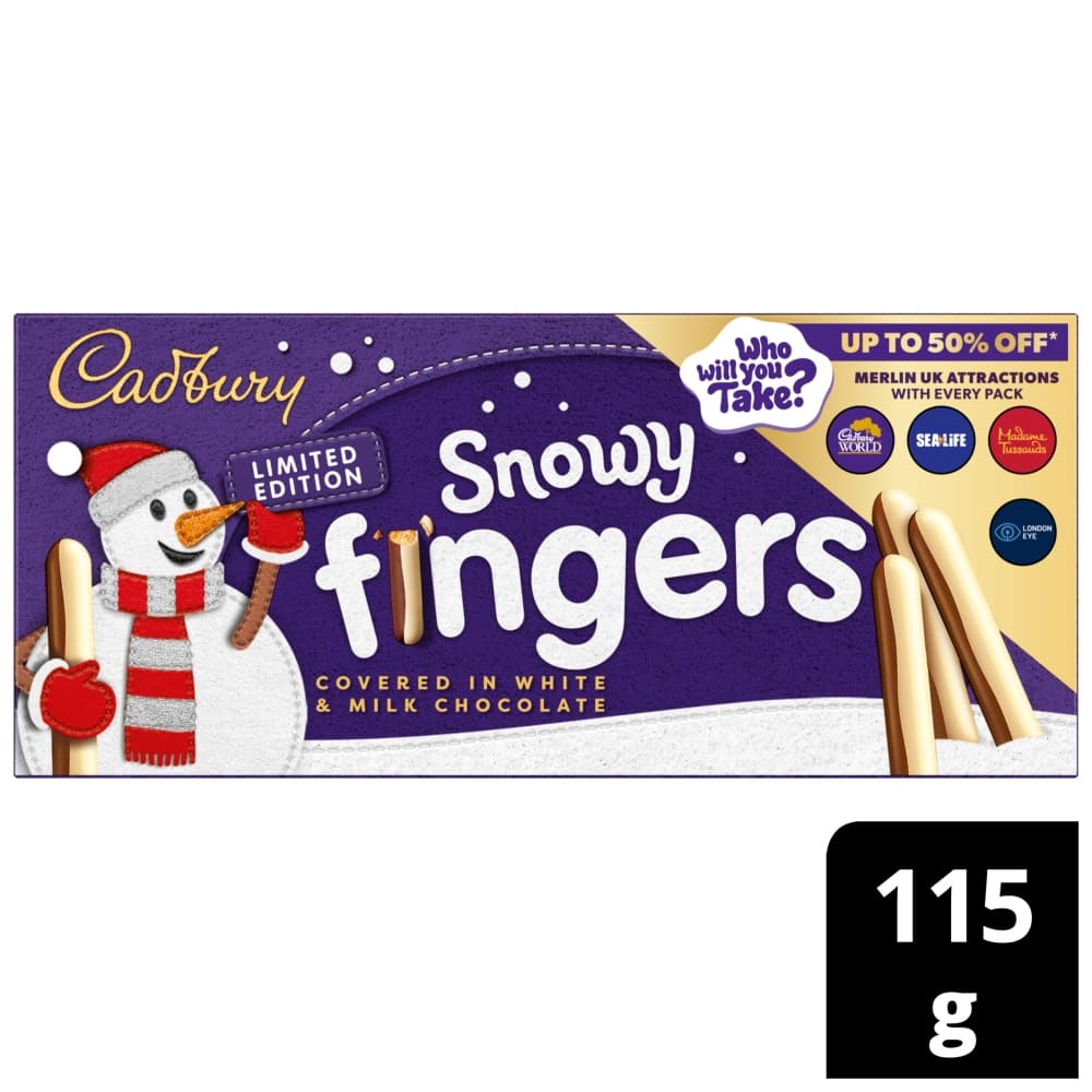 Cadbury Fingers Snowy Milk & White Chocolate Biscuits 115g