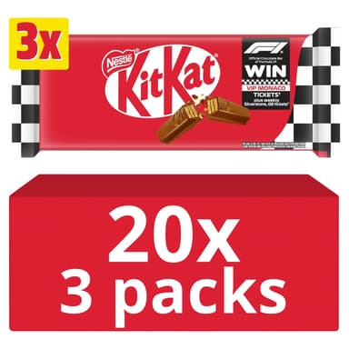 KitKat F1 4 Finger Milk Chocolate Biscuit Bar 3 Pack - 20 x 124.5g Multipacks