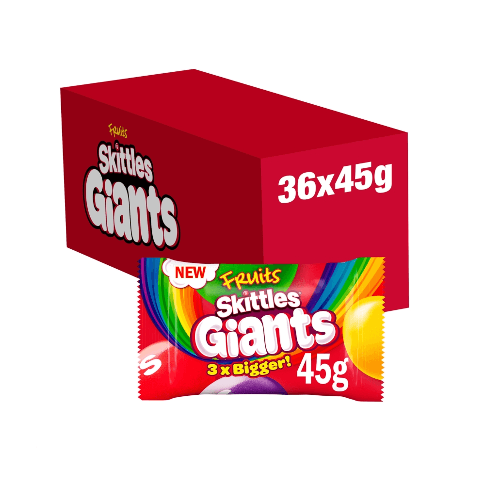 Skittles Giants Vegan Chewy Sweets Fruit Flavoured Bag 45g