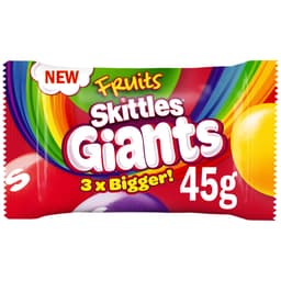 Skittles Giants Vegan Chewy Sweets Fruit Flavoured  Bag 45g
