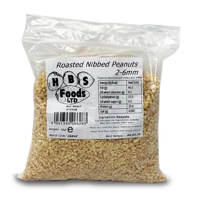 Roasted Nibbed Peanuts - 1 x 1kg Bag