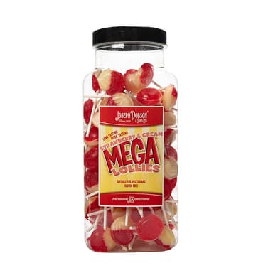 Dobsons Strawberry & Cream Mega Lollies - 1 x 1.9kg Jar (90 Lollipops)