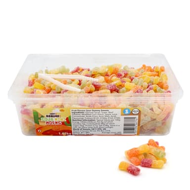 Candy Realms Sour Mini Worms - 1 x 1.02kg Tub