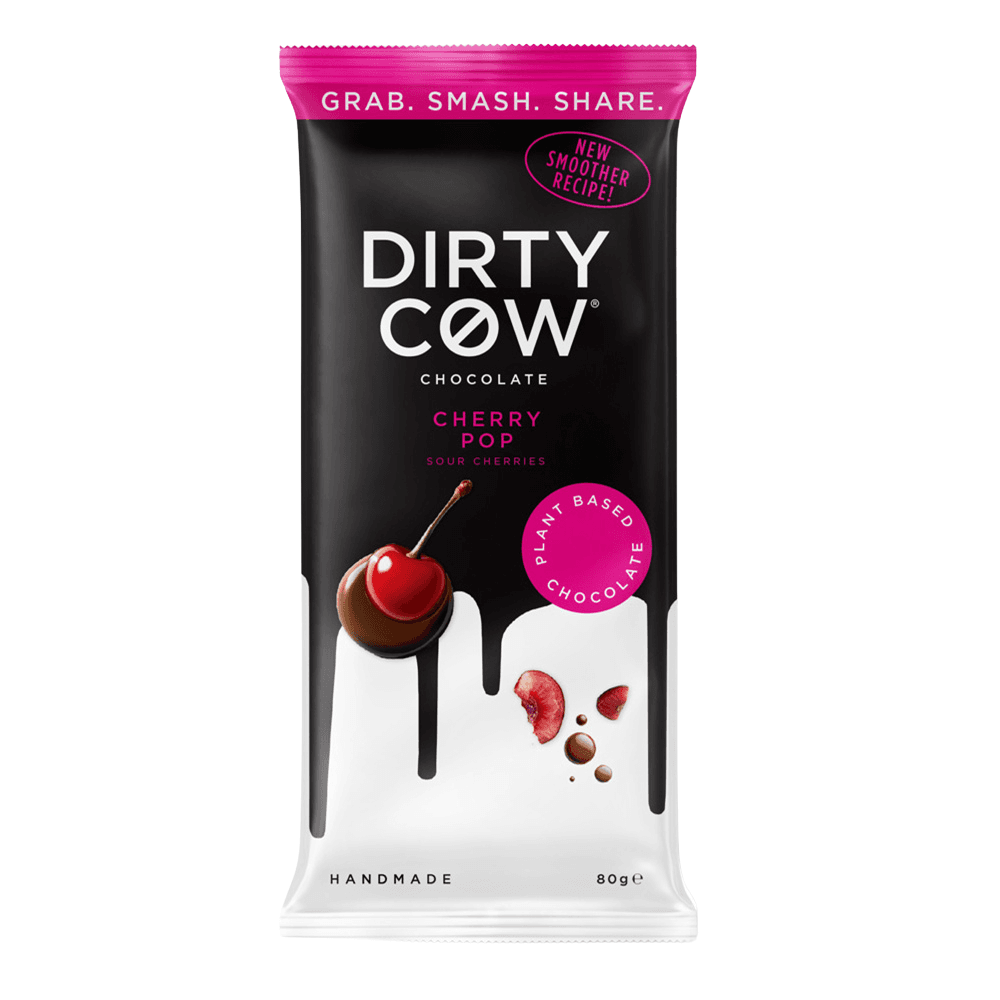 Dirty Cow Cherry Pop Plant Based Chocolate Bar 80g