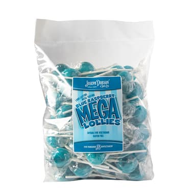 Dobsons Blue Raspberry Wrapped Mega Lollies - 1 x 1.9kg Bag (80 Lollipops)