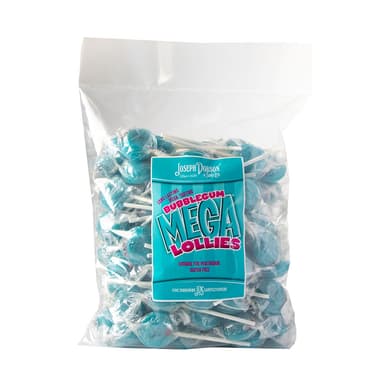 Dobsons Bubblegum Wrapped Mega Lollies - 1 x 1.9kg Bag (80 Lollipops)