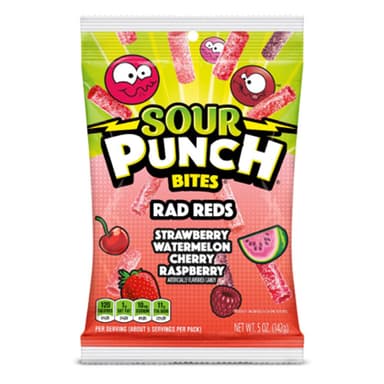 Sour Punch Bites Rad Reds - 10 x 142g Bags
