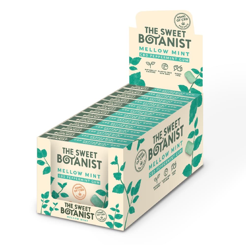 The Sweet Botanist Mellow Mint CBD Peppermint Gum 21g Case