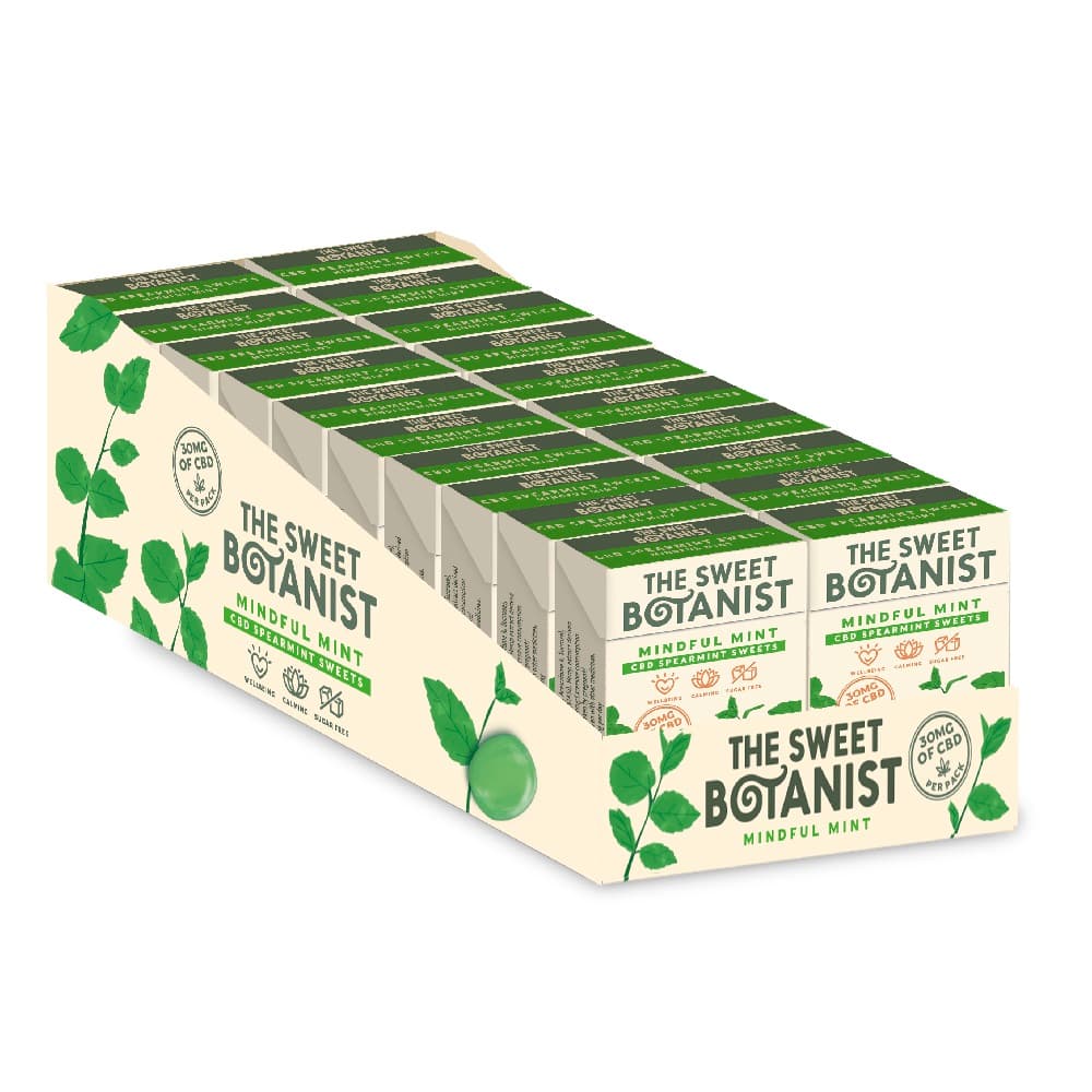 The Sweet Botanist Mindful Mint CBD Spearmint Sweets 30g case