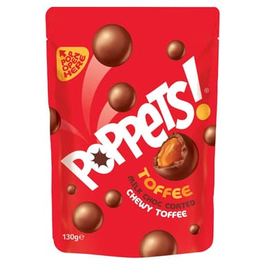 Poppets Milk Chocolate Coated Chewy Toffee - 9 x 120g Pouches