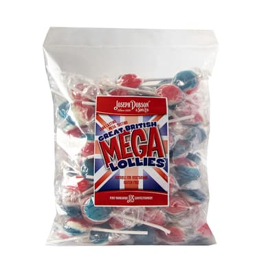 Dobsons Great British Mix Wrapped Mega Lollies - 1 x 1.9kg Bag (80 Lollipops)