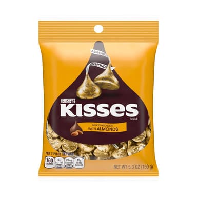 Hershey's Kisses Milk Chocolate With Almonds Share Bag 127g