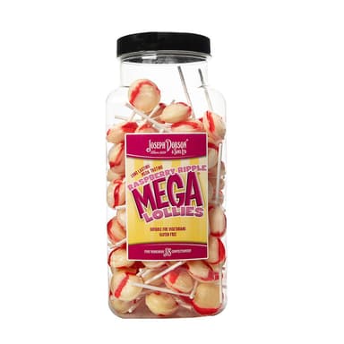 Dobsons Raspberry Ripple Mega Lollies - 1 x 1.9kg Jar (90 Lollipops)