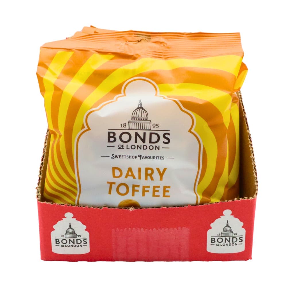Bonds Of London Dairy Toffee Bags (Pack Of 12) - Retro Creamy Chewy Sweets, Vegetarian, 120g Each