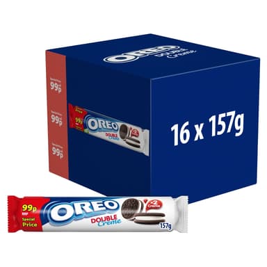Oreo Double Cream Sandwich Biscuits 99p PMP - 16 x 157g Packs
