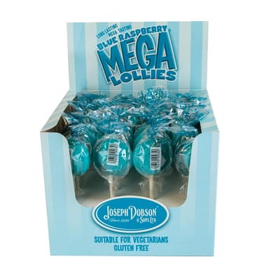 Dobsons Wrapped Blue Raspberry Mega Lollies - 24 x 19g Lollipops