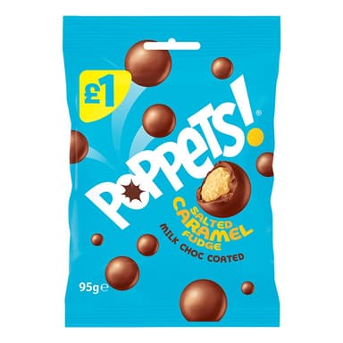 Poppets Milk Chocolate Coated Salted Caramel Fudge - 10 x 71g Bags