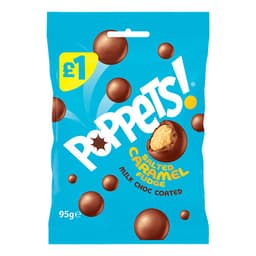 Poppets Milk Chocolate Coated Salted Caramel Fudge Treat Bag 95g £1 PMP