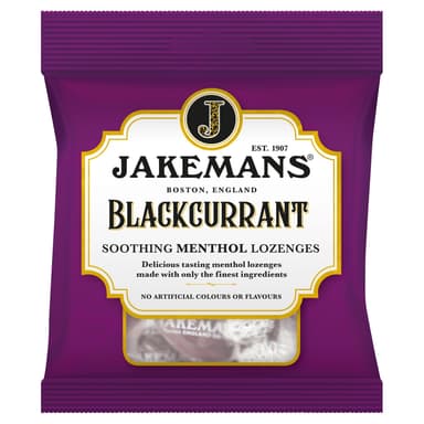Jakemans Blackcurrant Soothing Menthol Lozenges - 12 x 73g Bags