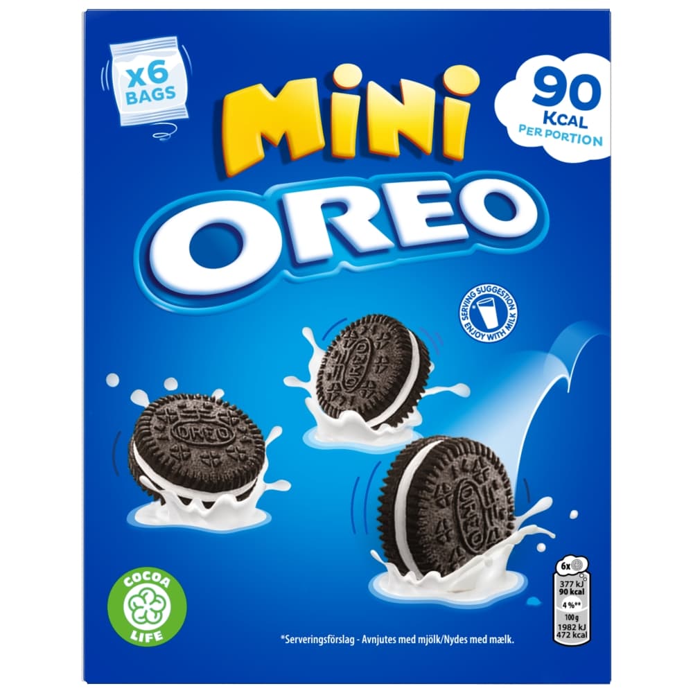 Oreo Mini Vanilla Sandwich Biscuits 6 Snack Packs 114g