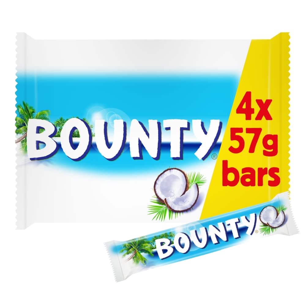 Bounty Coconut Milk Chocolate Duo Bars 4 Pack Multipack 228g 