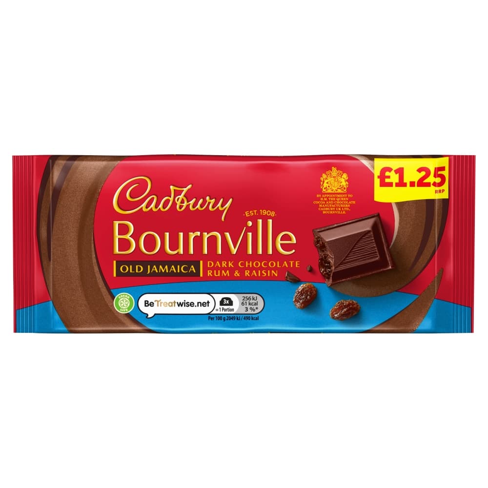 Cadbury Bournville Old Jamaica Dark Chocolate Rum & Raisin 100g £1.25 PMP