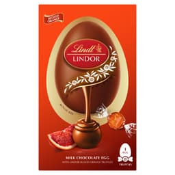 Lindt Milk Chocolate Egg with Lindor Blood Orange Truffles 260g