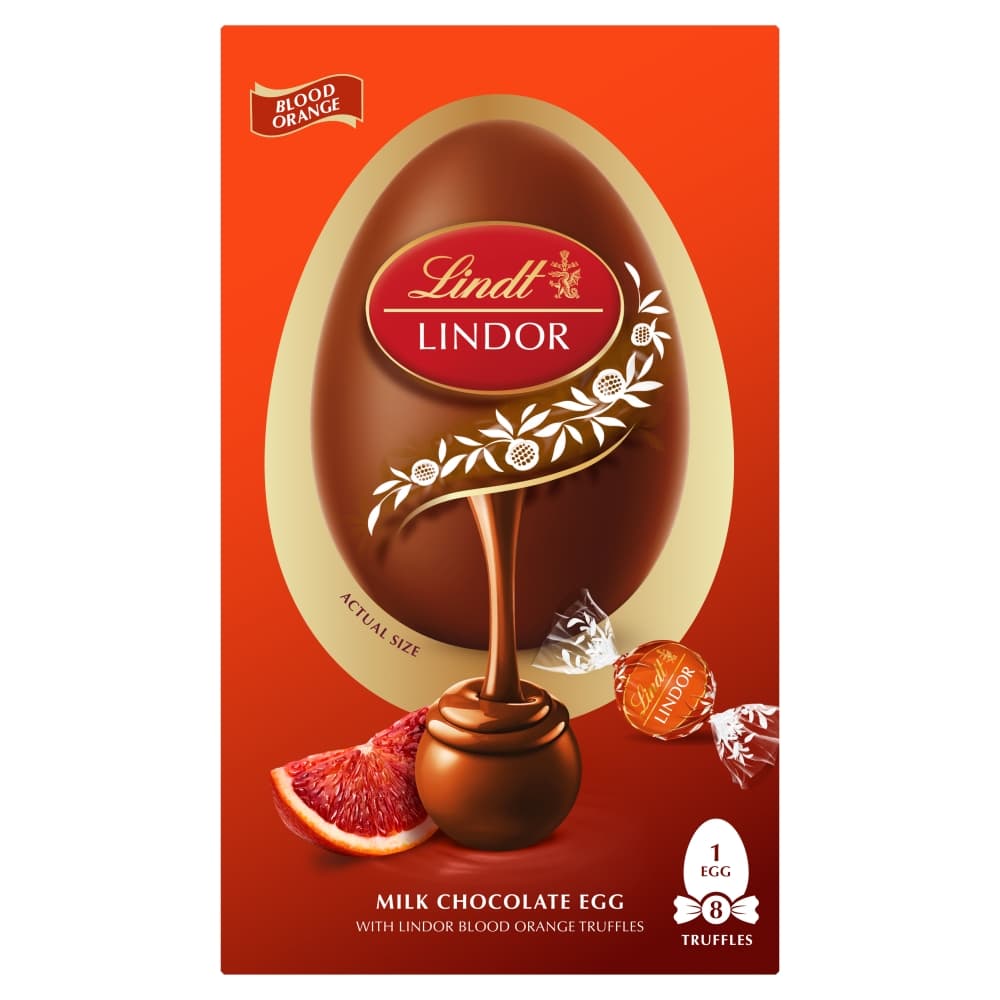 Lindt Milk Chocolate Egg with Lindor Blood Orange Truffles 260g