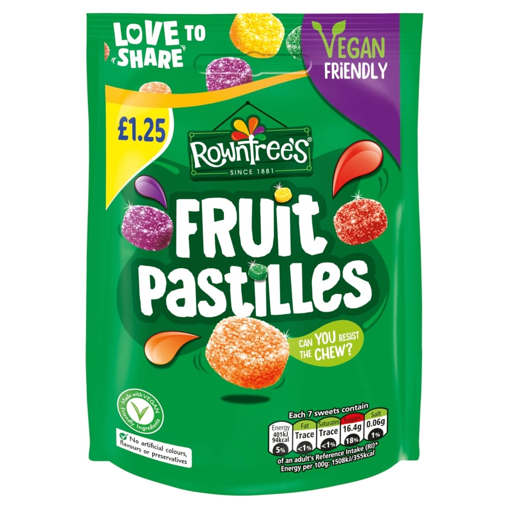 Rowntree's Fruit Pastilles Vegan Friendly Sweets Sharing Bag 114g £1.25 PMP