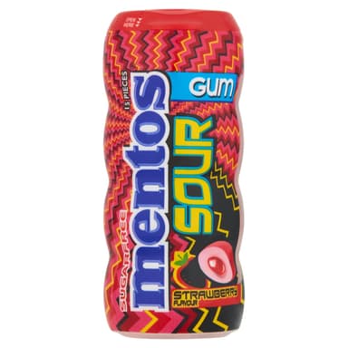 Mentos Sour Gum Strawberry Flavour - 10 x 30g Packs