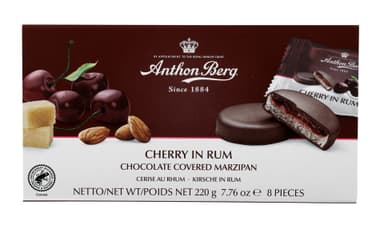 Anthon Berg Cherry in Rum Chocolate Covered Marzipan - 12 x 220g Box