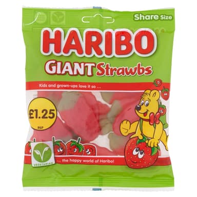 Haribo Giant Strawbs - 12 x 140g Bags
