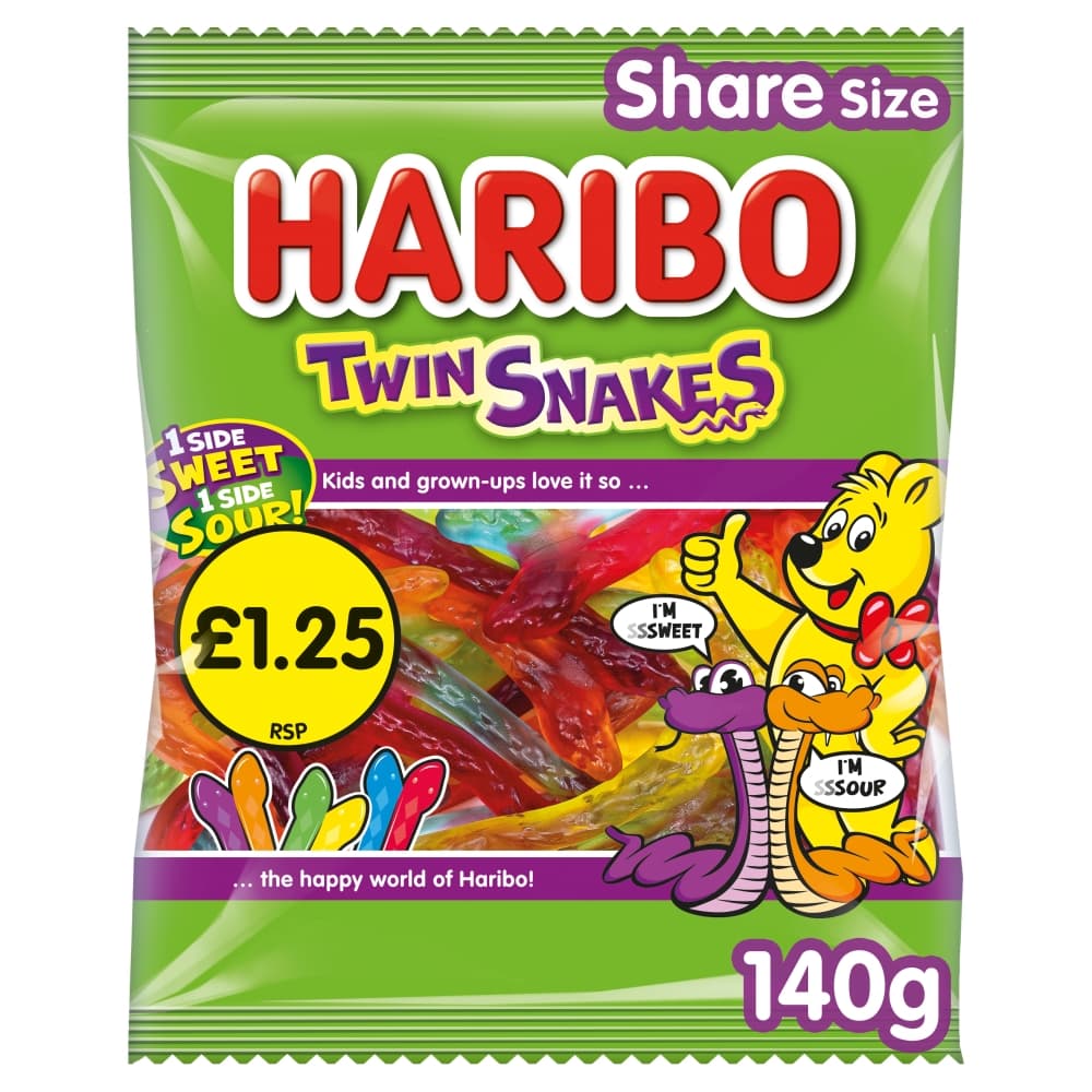 Haribo Twin Snakes Bag 140g £1.25 PMP