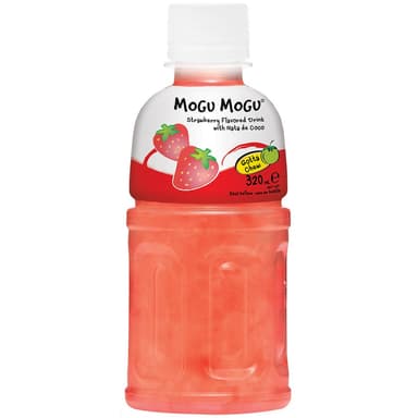 Mogu Mogu Strawberry Flavoured Drink with Nata de Coco - 8 x 320ml Bottles