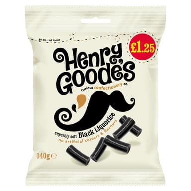 Henry Goode's Superbly Soft Black Liquorice - 12 x 140g Bags