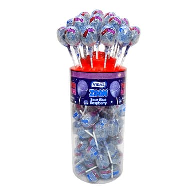 Vidal Zoom Sour Raspberry Tongue Painter Lollies - 1 x 1.62kg Tub