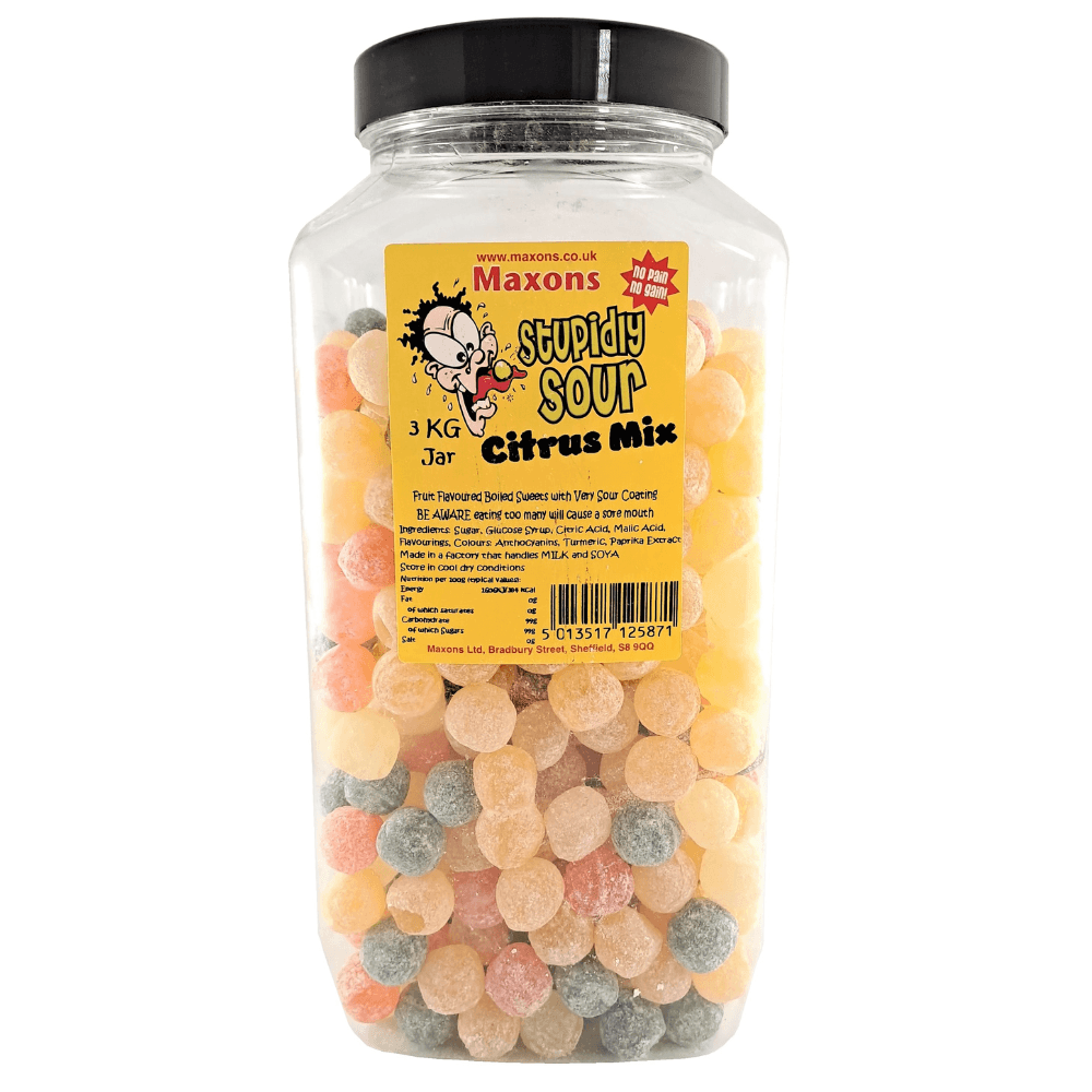 Maxon's Stupidly Sour Citrus Mix Boiled Sweets Jar 3kg