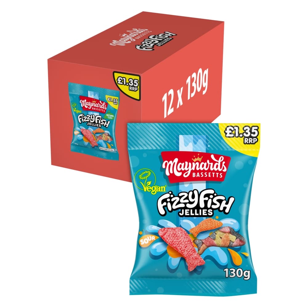 Maynards Bassetts Fizzy Fish Sweets Bag £1.35 PMP 130g